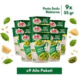 Shazel Hazır Makarna | Pesto Soslu Çabuk Makarna | 55 gr | 9'lu Aile Paketi