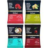 Shazel Hazır Türk Kahvesi Seti 100 gr x 4 Adet Hindistan Cevizi, Vişne, Nar, Antep Fıstıklı - 100 gr