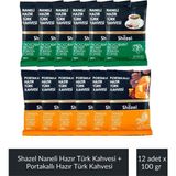Shazel Naneli Hazır Türk Kahvesi 100 gr x 6 Adet + Shazel Portakallı Hazır Türk Kahvesi 100 gr x 6 Adet