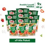 Shazel Noodle | Anadolu Lezzetli Bardak Noodle | 60 gr | 9'lu Aile Paketi