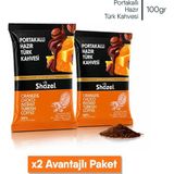 Shazel Portakallı Hazır Türk Kahvesi 100 gr x 2 Adet (Aromalı) 2' Li Paket - 200 gr