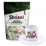 Shazel Sütlü Menengiç Kahvesi 200 Gr. + Şahmeran Desenli Türk Kahvesi Fincanı