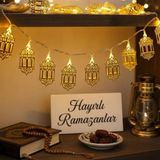SHC4200 10 Adet Sarkıtlı Ramazan Fenerli LED Işık – Pilli 2 Metre Ramazan Süsü, Islami Dekorasyon, Ev ve Me - 1 - 10 W