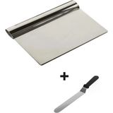 SHC4200 2li Set Hamur Şekillendirici Eğik Pasta Spatulası +Metal Hamur Kazıyıcı Spatula