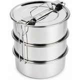 SHC4200 3'lü Metal Sefer Tası - Paslanmaz Çelik - 16 cm - Ahşap