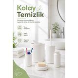 SHC4200 5 Parça Beyaz Banyo Seti Fırçalık Kovası Sabunluk Sıvı Sabunluk Tuvalet Fırçası