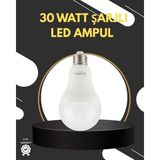 SHC4200 Acil Durumlar Için Şarjlı LED Ampul 6400K Soğuk Beyaz 30 Watt - 1 - 10 W