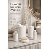 SHC4200 Beyaz Banyo Düzenleyici Set 5 Parça Kovası Tuvalet Fırçası Sabunluk Fırçalık
