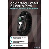 SHC4200 Çok Amaçlı Kamp Bilekliği - Düdük, Çakı, Çakmaktaşı, Pusula Paraşüt Ipi Dahil BX-313573
