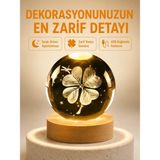 SHC4200 Dekoratif Yonca Görünümlü Işıklı Kristal Cam Küre USB Masa Gece Lambası - 0 - 19 lt - 000-Siyah