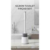 SHC4200 Deterjan Hazneli Ergonomik Silikon Tuvalet Fırçası - 02 - Gri