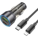 SHC4200 Hoco NZ12A Action PD43W USB + Type-C Araç Çakmaklık Hızlı Şarj Aleti + Type-C To Iphone Lightning K - Seçenek