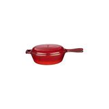 SHC4200 Lava Döküm Combo Derin Tava / Saplı Tencere ve Kızartma Tavası, Metal Saplı Kapaklı, 26CM, Kırmızı