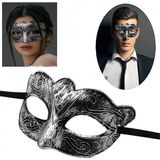 SHC4200 Maskeli Balo Antik Gri Gümüş Eskitilmiş Maske Balo Venedik