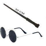 SHC4200 Mey Ithalat® Harry Potter Asası 30 cm ve Siyah Metal Çerçeveli Harry Potter Gözlüğü Seti