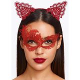 SHC4200 Mey Ithalat® Kırmızı Dantel Maske ve Taç Seti 1 No - Kostüm Seti