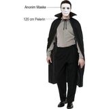 SHC4200 Mey Ithalat® Siyah Renk Yakalı 120 cm Pelerin Beyaz Anonim Maske - Seçenek