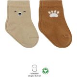 SHC4200 Nessiworld Bear Penye Soket Çorap 2'li BS10116 Bej - 0-Gri - 0 - 1 Ay