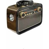 SHC4200 Nostalji Radyo Bluetooth Hoparlör Usb-Sd Kart Giriş LED Fener Işıklı Bataryalı Pilli - Ahşap