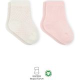 SHC4200 Puan Derby Penye Soket Çorap 2'li BS10103 Pembe Ekru - 0-Gri - 0 - 1 Ay
