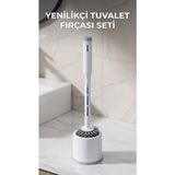 SHC4200 Silikon Deterjan Hazneli Esnek Tuvalet Fırçası - Banyo Temizliği Için - 02 - Gri