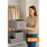she berrak 2 Adet Üst Kalite Dolap Içi Düzenleyici, Katlanabilir Kıyafet Saklama Kutusu-45 Cmx25 Cmx20cm.