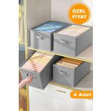 she berrak 4 Adet ANTRASİT Dolap Düzenleyici, Katlanabilir Kıyafet Saklama Kutusu-45 Cmx25 Cmx20cm