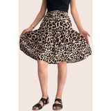 She Best Leopar Desenli Viskon Kumaş Midi Boy Kadın Şort Etek - 38