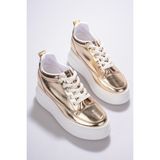 She BOY UZATAN KADIN İÇTEN GİZLİ TOPUKLU PARLAK GOLD ALTIN SPOR AYAKKABI SNEAKER