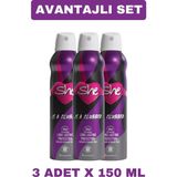 She Clubber Bayan Deodorant 150 ml x 3 Uzun Süreli Koku Koruma İçin Özel Formül