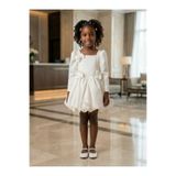 She Dress By Kubra Aksoy Kız Çocuk 23 Nisan Özel Seri Beyaz Çiçek Detaylı Uzun Kollu Şık Elbise