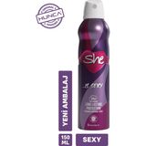 She Kadın Deodorant 150 ml Sexy Koku ile 24 Saat Uzun Süreli Koruma Sunar