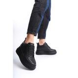 She KADIN İÇTEN GİZLİ TOPUKLU SİYAH SPOR AYAKKABI SNEAKER