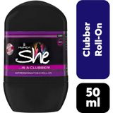 She Kadın Roll-On Clubber 50 ml Antiperspirant Koku ile 24 Saat Koruma Sağlar
