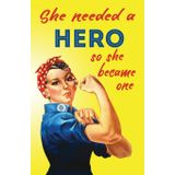 She Needed a Hero So She Became One: Retro Journal: Lined Journal, 120 Pages, 5.5 x 8.5, Rosie the Riveter, Soft Cover, Matte Finish (Inspirational Journals)