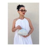 she poly Kadın Gümüş Yılan İstiridye Model Abiye Çanta