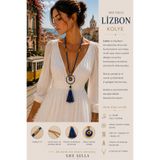 She Sells Lizbon Uzun Kolye | Özel Tasarım Mineli Nazar Charmlı Süet İp ve Paraşüt İpli El Yapımı Kadın Kolyesi
