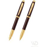 Sheaffer - WizDesign 100 Serisi Dolmakalem + Roller Kahverengi Altın Set ( İsme Özel Seçeneği - Hediyelik )