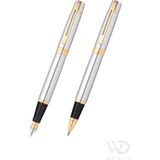 Sheaffer - WizDesign 300 Serisi Dolmakalem + Roller Parlak Krom Altın Set ( İsme Özel Seçeneği - Hediyelik )