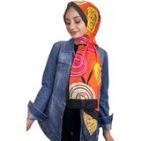 SHECARF Pamuklu Şal - Desenli İnce Sezonluk Pamuk Soft Şal 01002 SİYAH TURUNCU