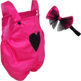 Shecco Babba Kalp Aplikeli Kız Bebek Tulum Bandana Takım Fuşya - 2 Yaş