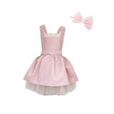 Shecco Babba Kız Çocuk Dantel Detaylı Pudra Pembe Tütü Elbise Bandana Takım 1-10 Yaş Doğum Günü Elbisesi