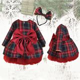 Shecco Babba Kız Çocuk Noel Elbise Taç Takım Kırmız Fiyonk 1-8 Yaş - 6 Yaş - Kırmızı