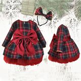 Shecco Babba Kız Çocuk Noel Tütü Elbise Taç Takım Kırmızı Fiyonk 1-8 Yaş - 9 Yaş