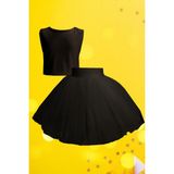 Shecco Babba Kız Çocuk Tütü Etek - Crop Bluz Takım, Doğum Günü Elbisesi - 8 Yaş - Siyah