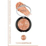 Sheida Terracotta Allık Pudra No:21 Işıltılı Özellikte Ciltle Uyumlu Mozaik Renk Tonları - Bej
