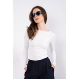SHEISMONO Cotton Kayık Yaka Bluz Ekru