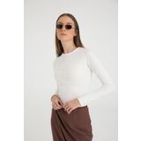 SHEISMONO Cotton Yuvarlak Yaka Bluz Ekru