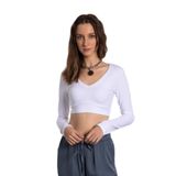 SHEISMONO Soft Touch V Yaka Kısa Bluz Beyaz (Beyaz/L)