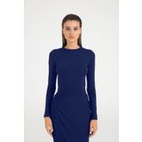 SHEISMONO Soft Touch Yuvarlak Yaka Bluz Lacivert (Lacivert/S)